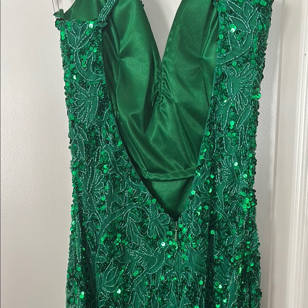 Primavera Couture Green Sequin Maxi Gown - Picture 3 of 6